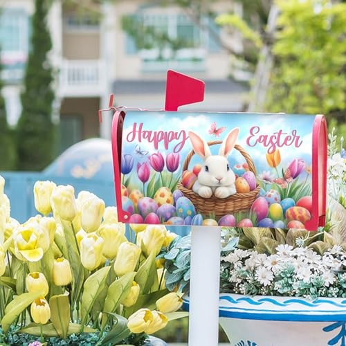 Spring Easter Mailbox Covers Easter Bunny Eggs Mailbox Cover Magnetic Standard