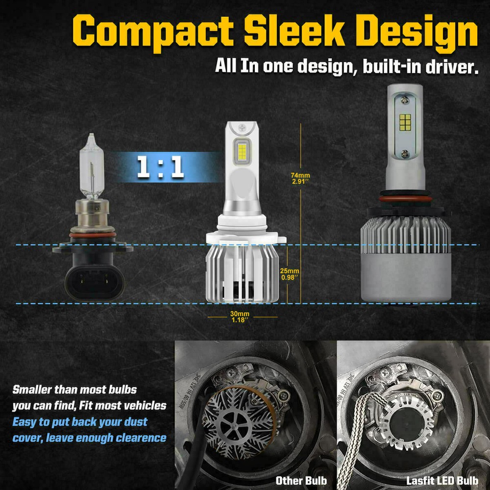 4x LASFIT 9005 H11 LED Headlight Bulbs Conversion Kit High Low Beam Bright White