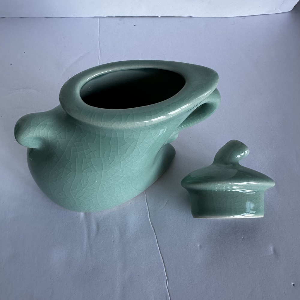 MICHAEL LAMBERT STUDIO Dancing & Struttin Creamer & Sugar Set Signed Aqua Green