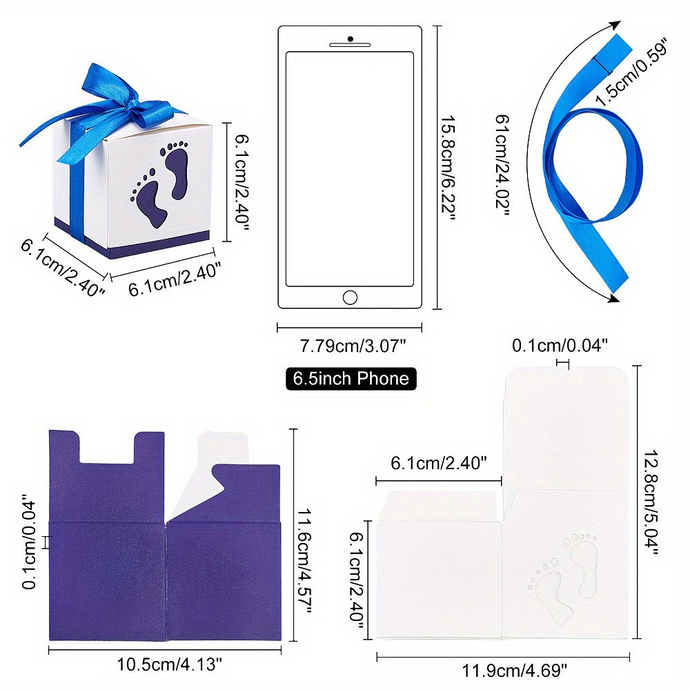 30sets Paper Gift box with Ribbon Folding boxes with Foot Print Pattern Wedding