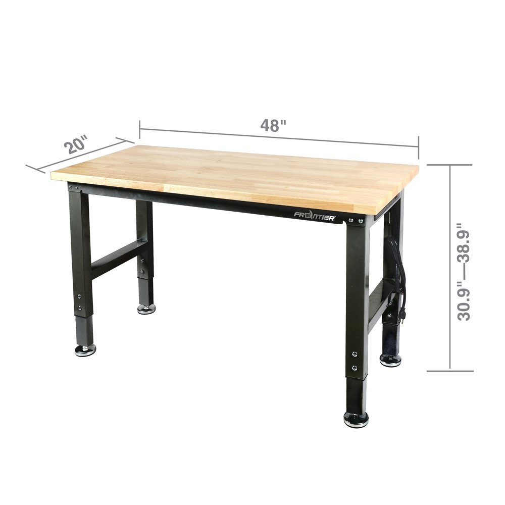 GARAGE WORKBENCH 4-Ft Table Heavy-Duty Adjustable Height Steel Frame