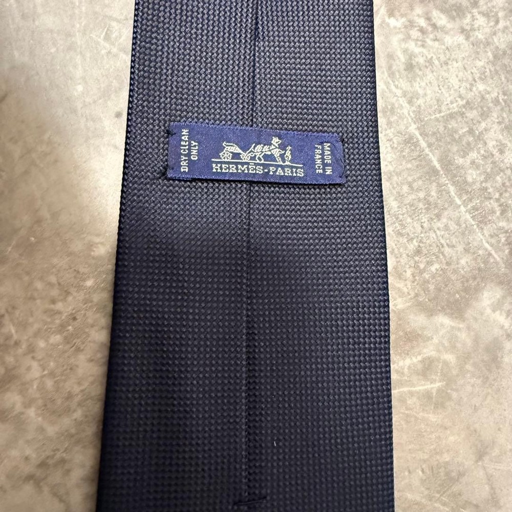HERMES Tie Navy Saint Honor Solid Dark Navy