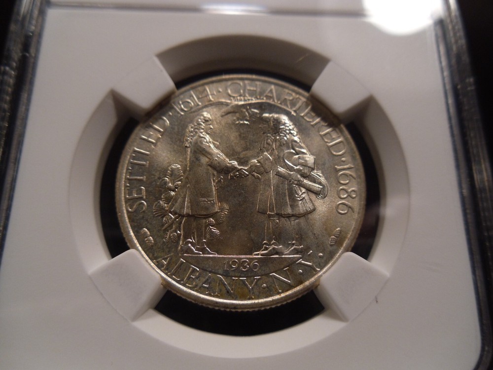 1936 MS66+ (Plus) Albany Silver Commemorative NGC Certified Gem - White