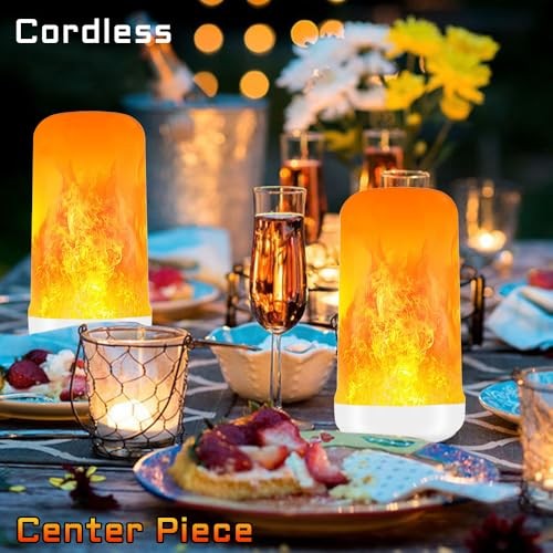 2Packs Rechargeable Flame Light Bulbs,Remote Control,3 Timer,5V/1A