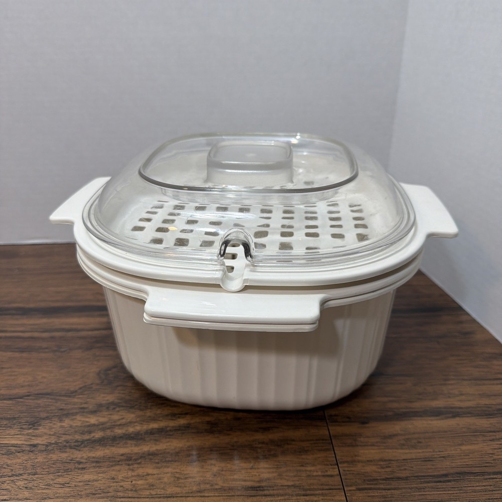 4 PC - RUBBERMAID MICROWAVE COOKWARE STACKING NESTING 3 qt w/ Lid 2 Strainers