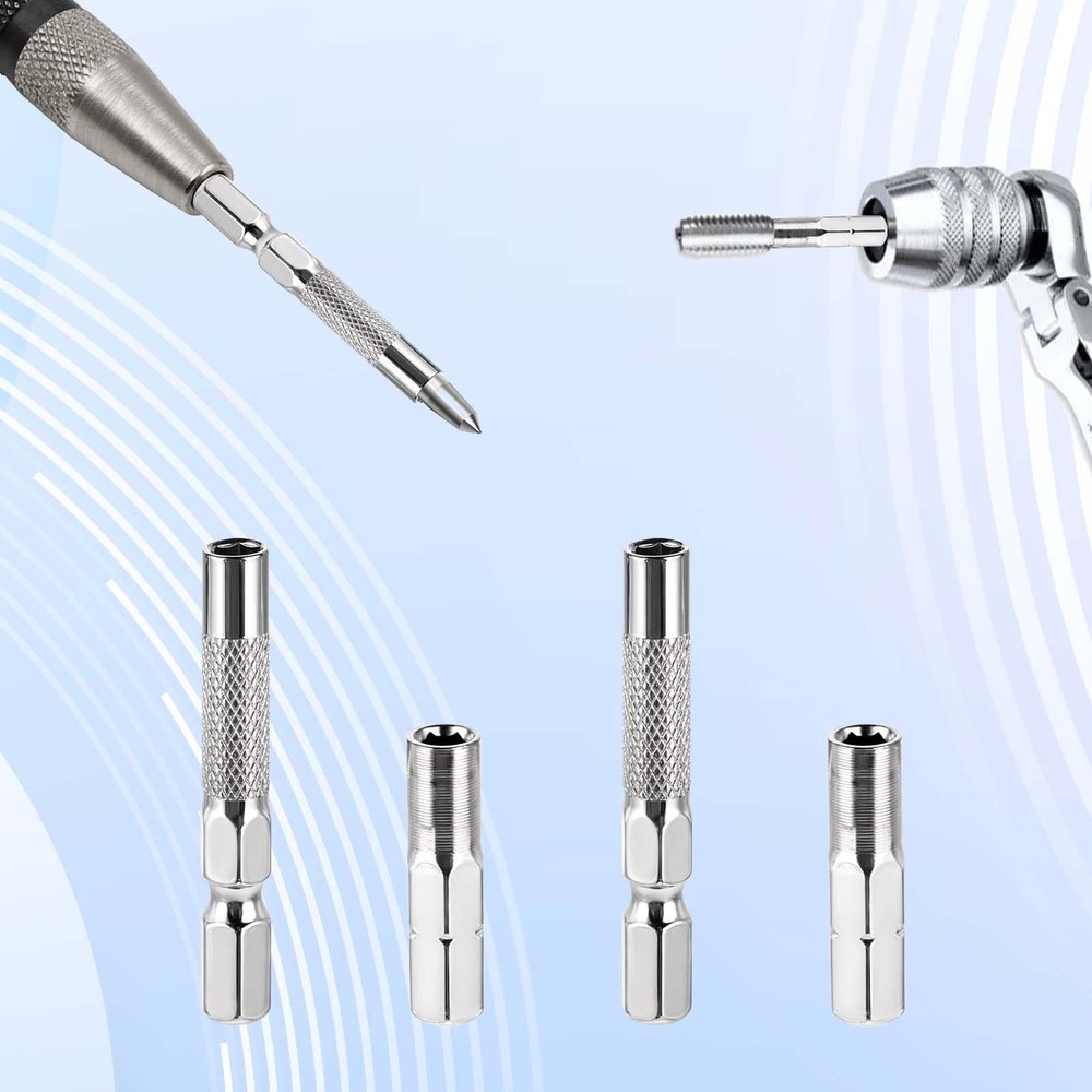 1/4 to 4mm Bit Adapter, Hex Screw Driver Adapter Magnetic Medium, Silver