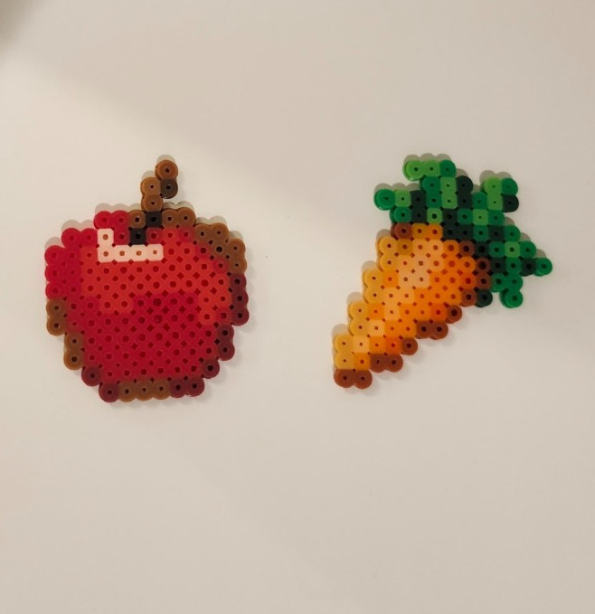 Minecraft Perler Bead Apple & Carrot