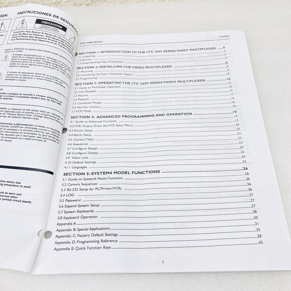 Philips LTC2600 Video Multiplexer Instruction Manual & Quick Reference Guide