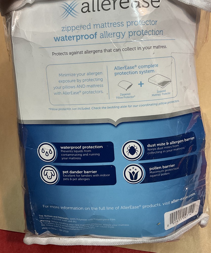 AllerEase Waterproof Allergy Protection Zippered Mattress Protector Queen Size