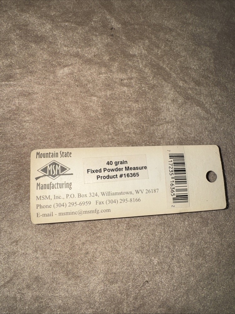 Mountain State Manufacturing Fixed Powder Measure 40 Grain
