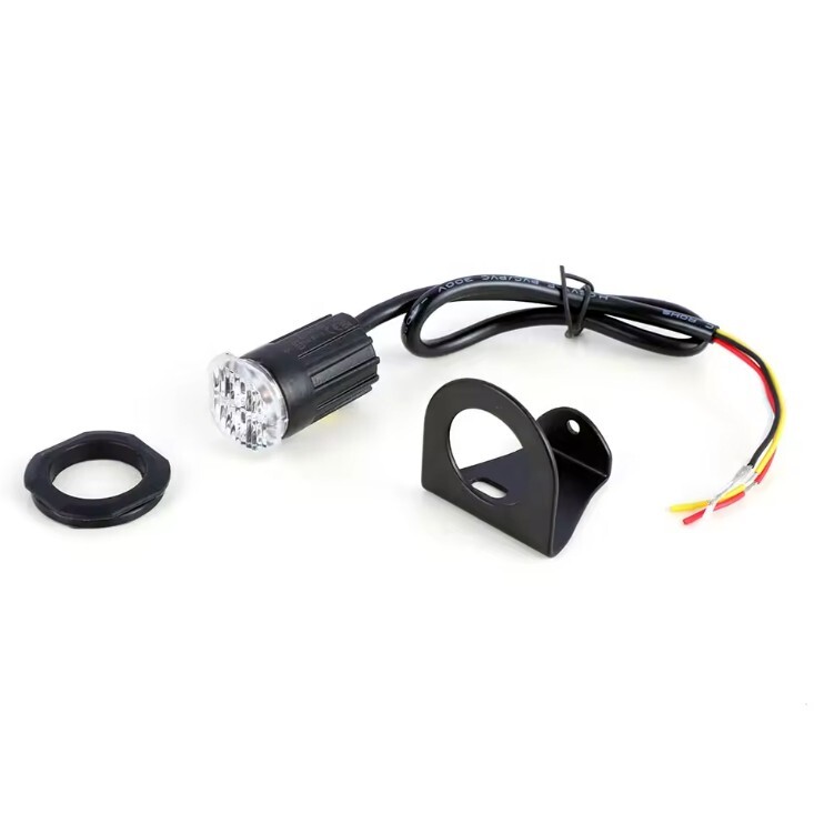 ROUND BUTTON LOW PROFILE FLUSH FIT AMBER LED STROBE EMERGENCY WARNING LIGHT