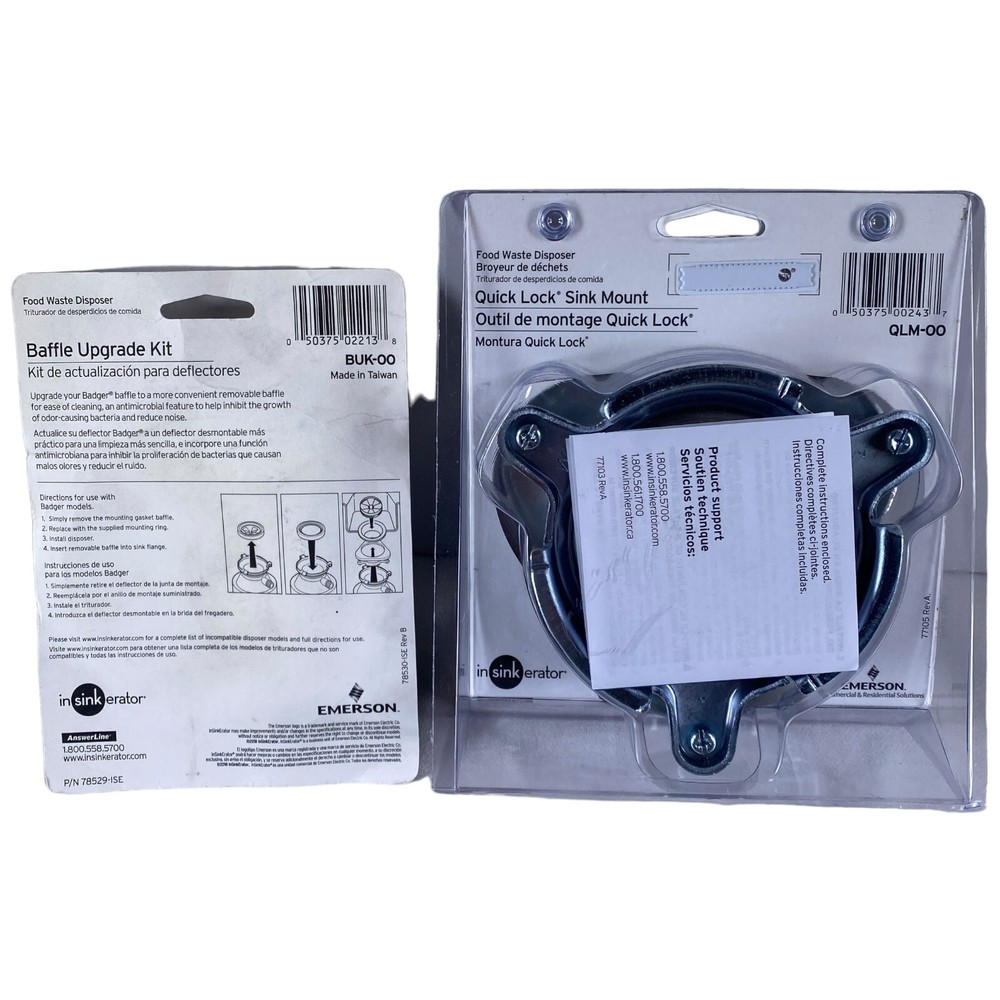 BUNDLE InSinkErator Anti-Microbial Quiet Sink Baffle & Quick Lock Sink Mount NEW
