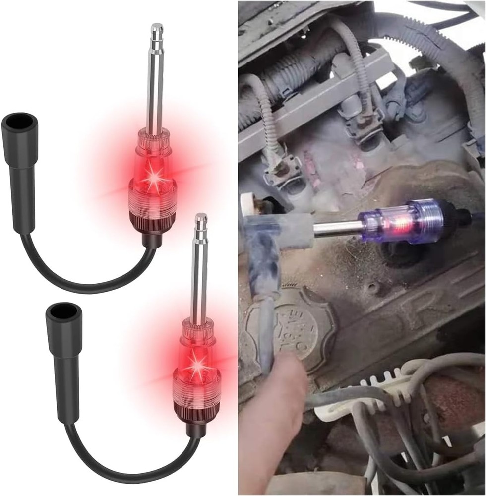 Inline Spark Plug Tester, Straight Boot Ignition Coil Tester 2 PCS, Brown