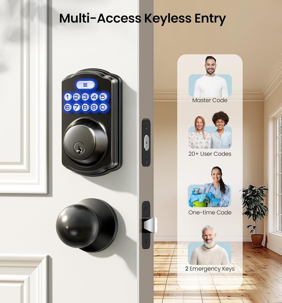 Keyless Entry Door Lock with Backlit Keypad - Matte Black