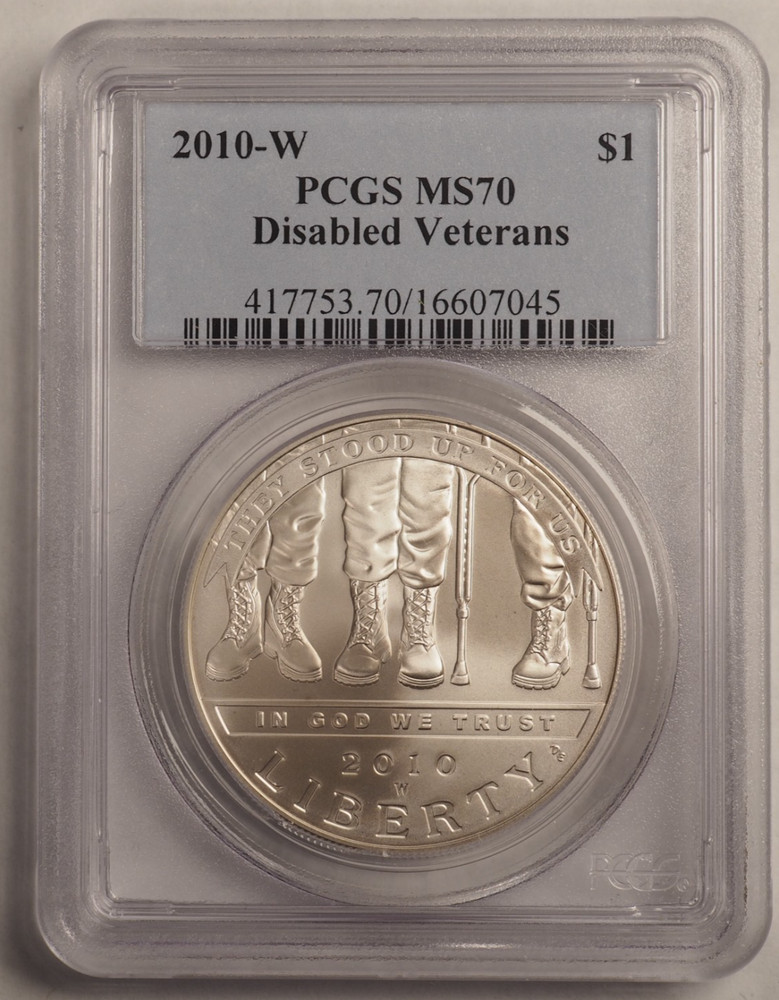2010 W Disabled Veterans Uncirculated Silver Dollar Commemorative PCGS MS70