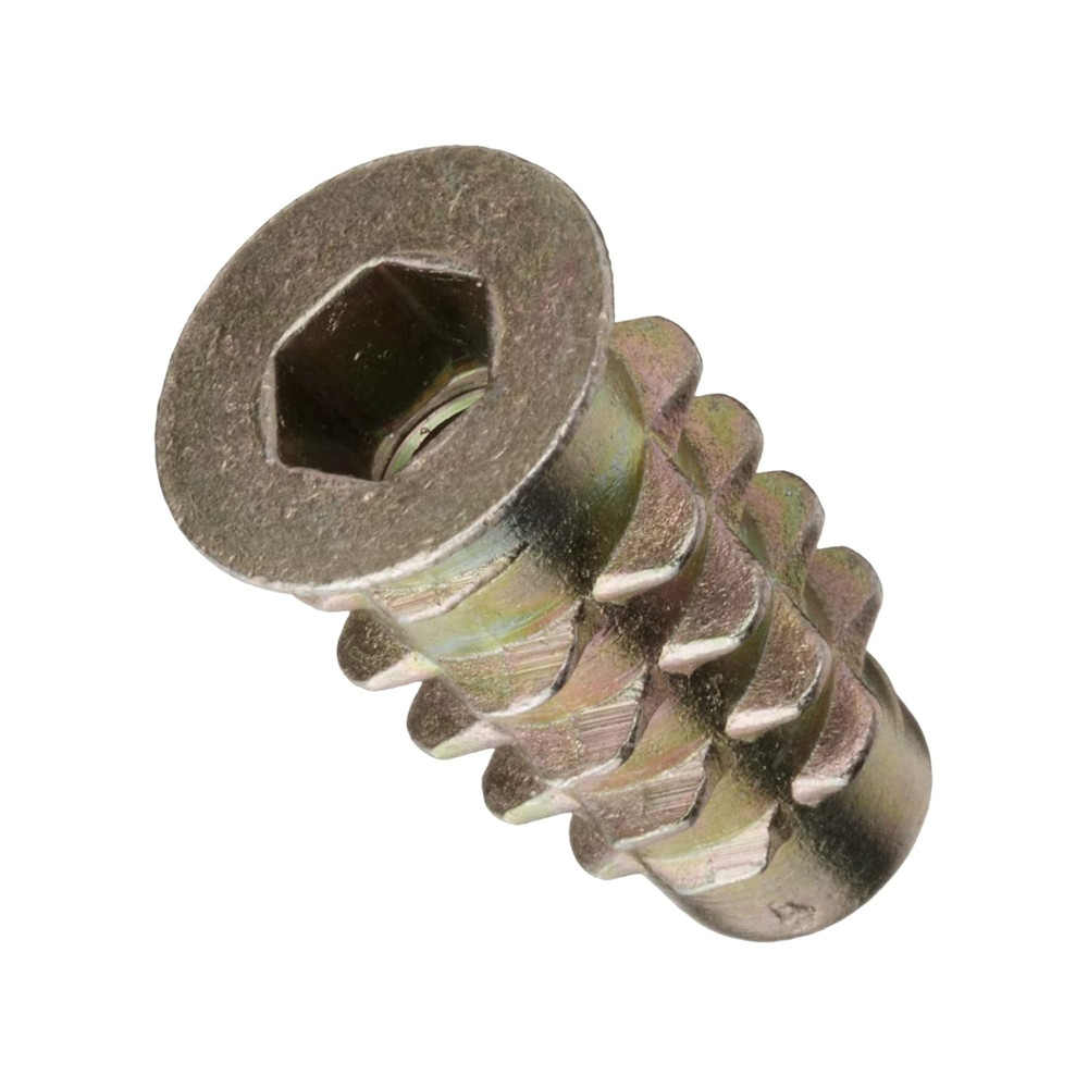 Threaded Insert for Soft Wood, Zinc Hex-Flanged Thread Inserts 10-32 Internal Th