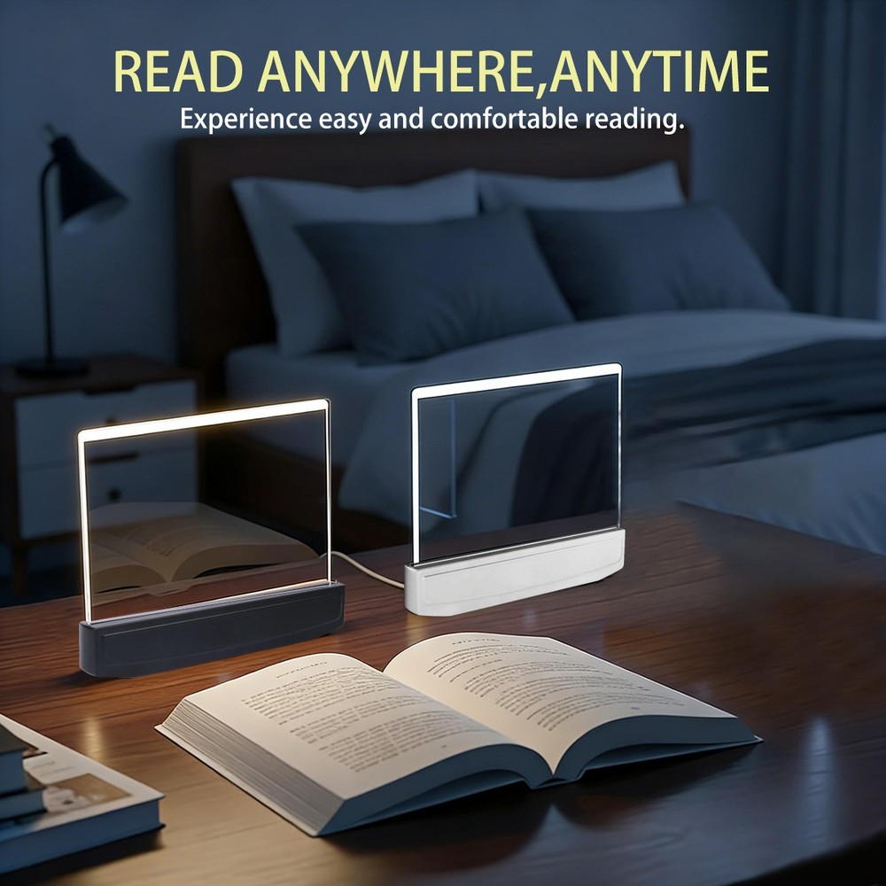 Flat LED Book Light for Reading - Clear Bookmark Light - Wireless