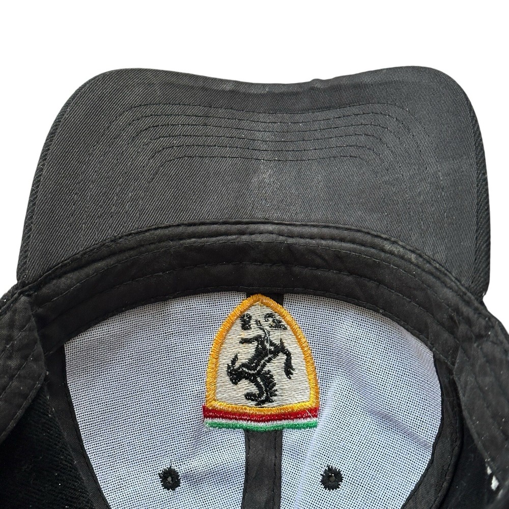 Ferrari Solid Black w Embroidered Logo Adjustable Hat Cap One Size EUC