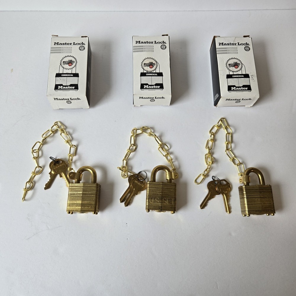 3 New Master Lock Commercial Padlocks Two Keys per Padlock