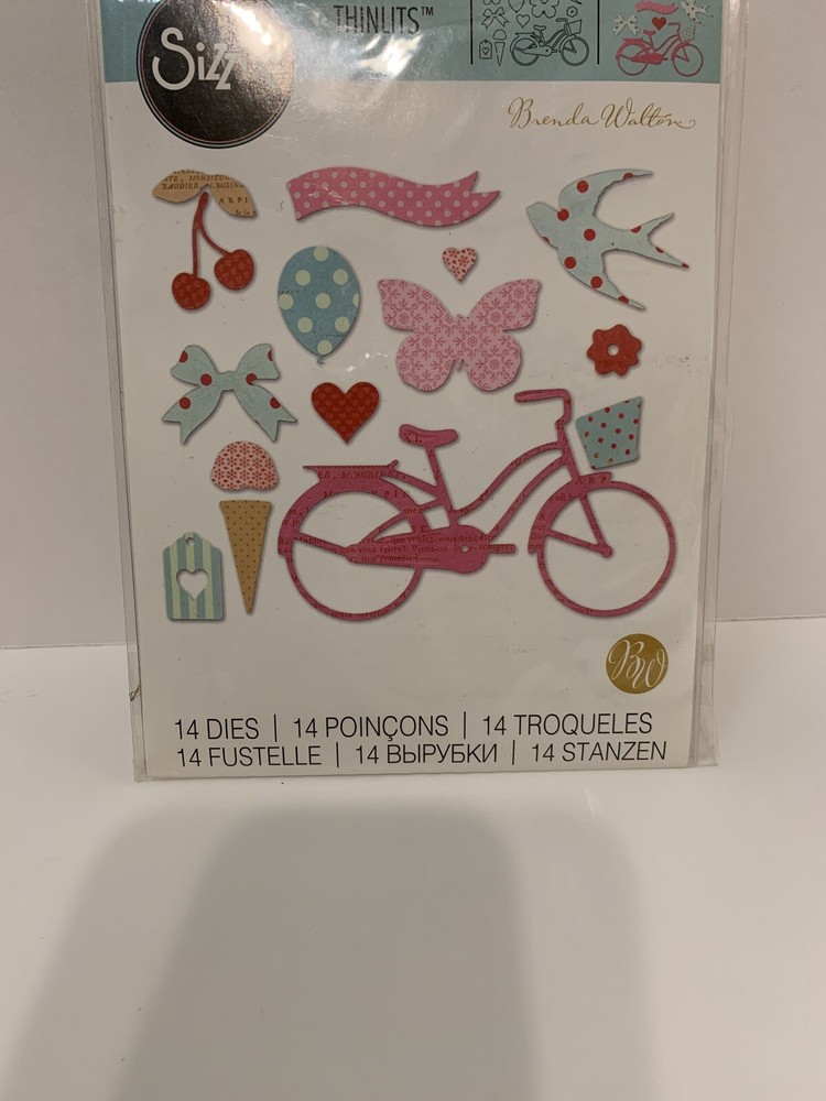 Sizzix Thinlits Whimsy and Delight Die Set Bike Butterfly Bows Mixed media