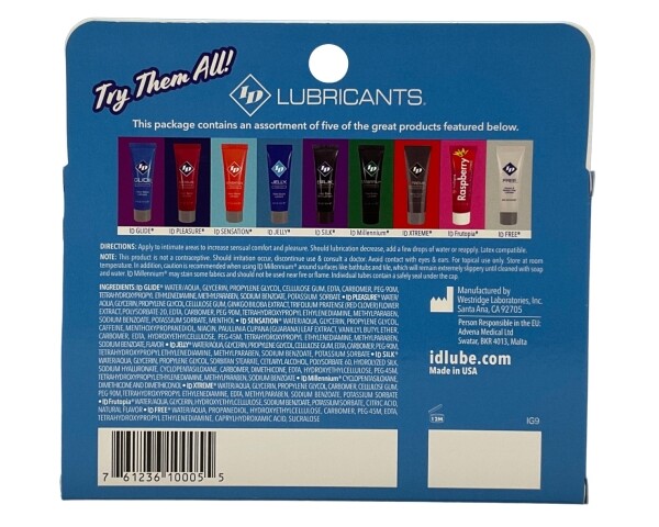 ID Premium Lube - 5 pack Sampler Tubes - 12 ml each