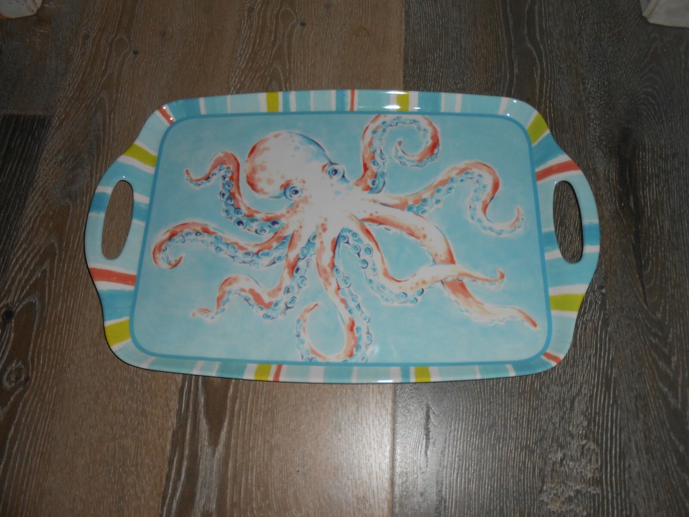Octopus 32793 Rectangular Serving Tray w/ Handles Deep Sea Heavy Weight Melamine