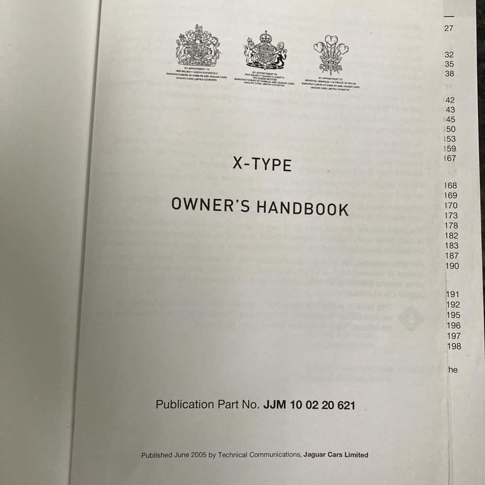 Jaguar X - Type Owners Handbook