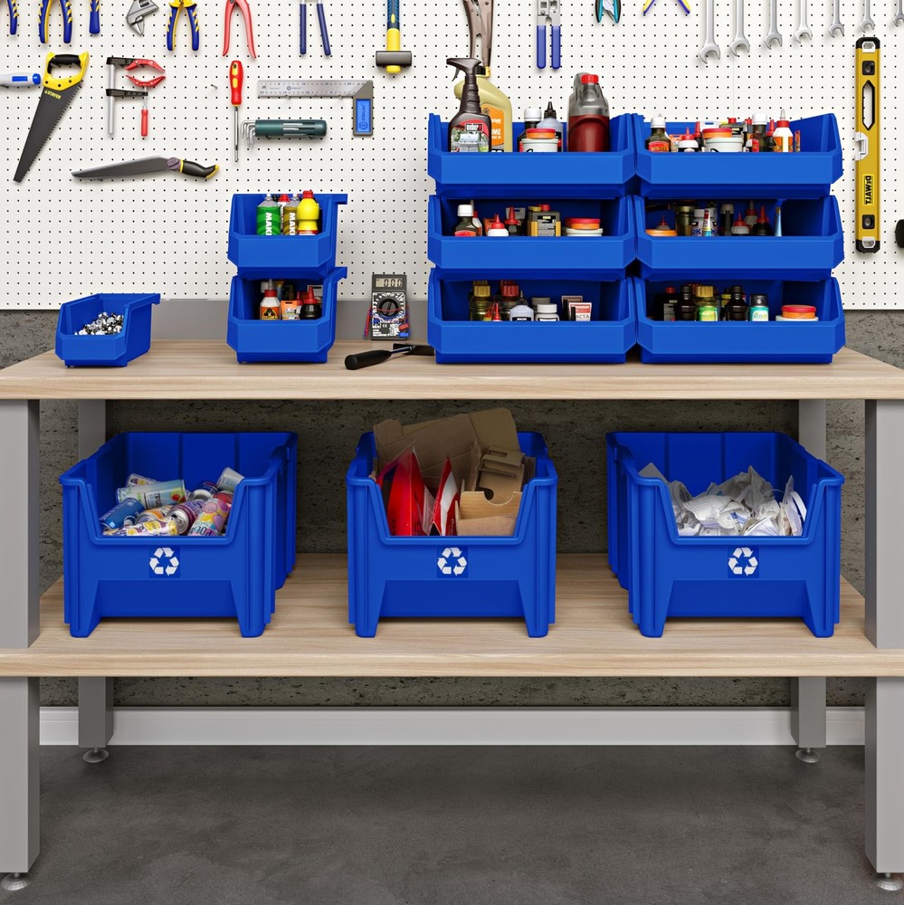 Commercial Industrial Heavy Duty Stackable Open-Front Recycling Bin Box Conta...