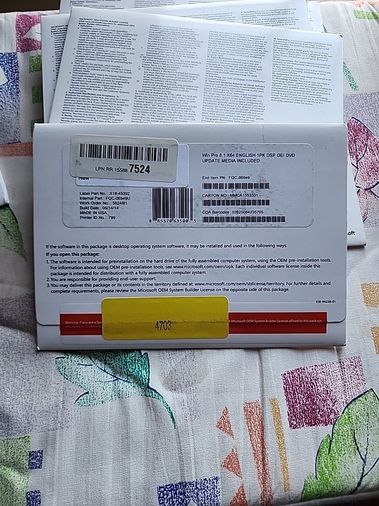 Microsoft Windows 8.1 64 Bit Update Media Included