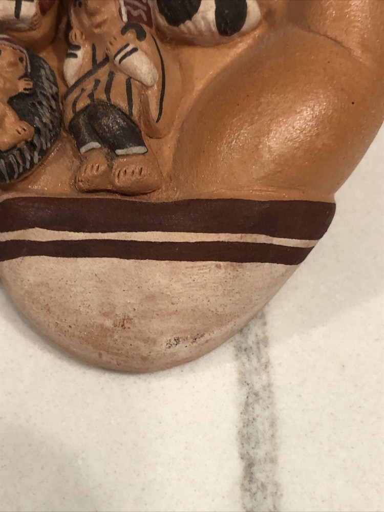 Nativity Scene Handmade Peru Peruvian Ceramic Cupped Hands