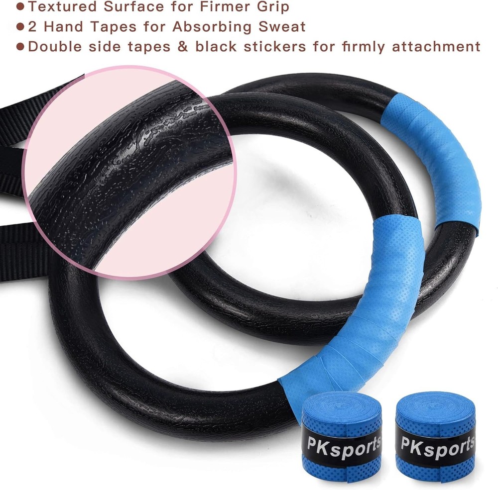 Gymnastic Rings 1100lbs Capacity with 14.76ft Adjustable Buckle Straps Pull Up E