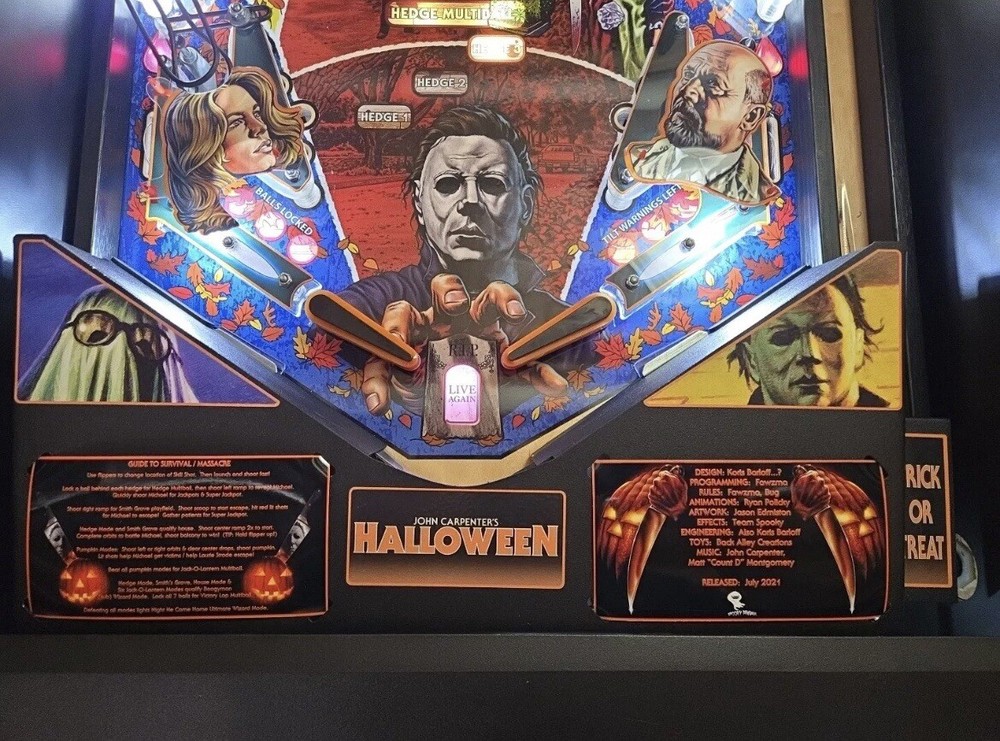 Spooky Halloween Pinball Custom Apron Instruction Cards