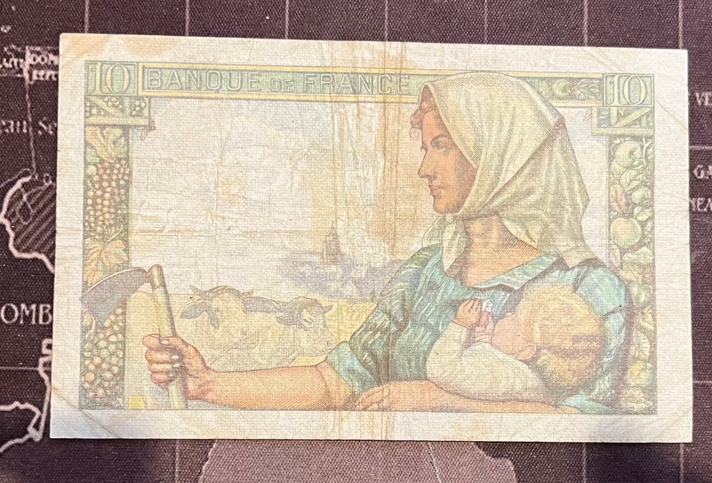 FRANCE 1942 "LE MINEUR" 10 FRANC NOTE