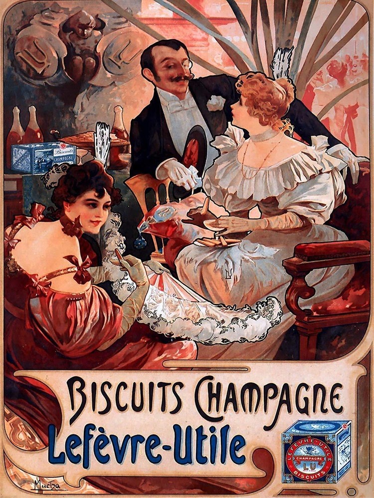 Poster Biscuits Champagne by A. Mucha Tile Mural Kitchen Wall Backsplash Ceramic