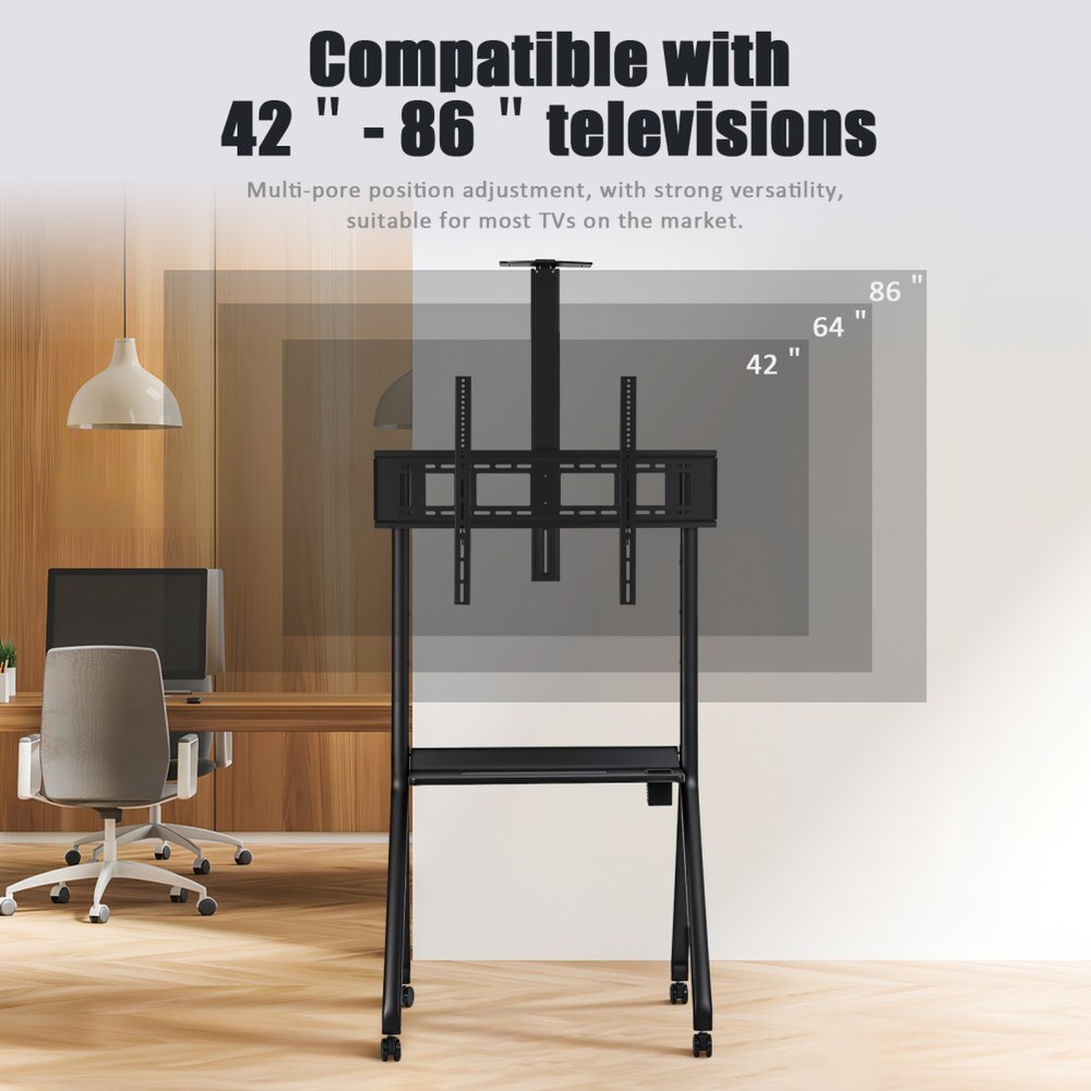 Smart Board Stand for 42"-86"Interactive Whiteboard Mobile Lockable Wheels Black