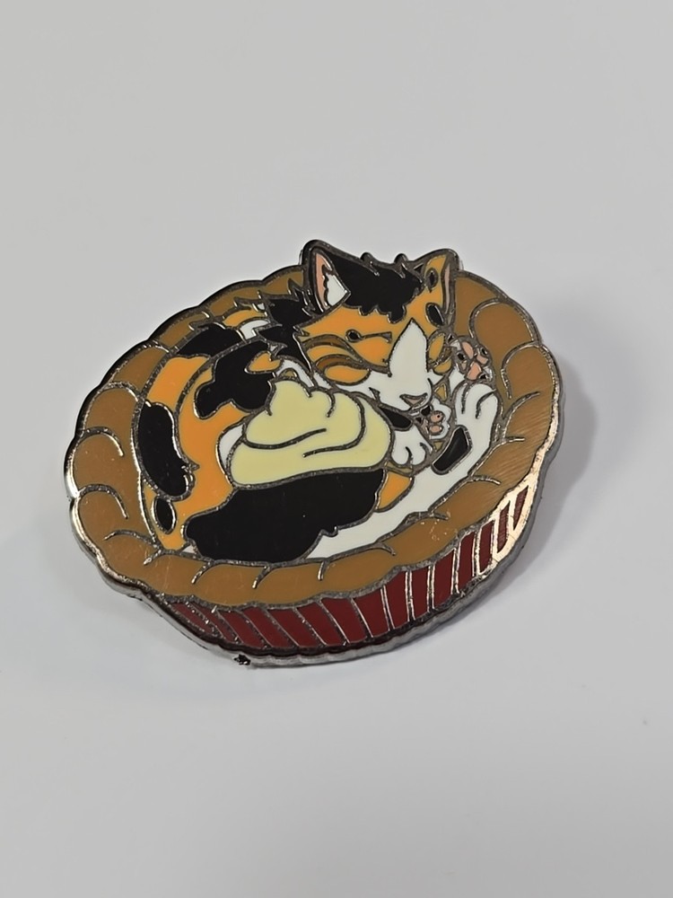 Cat Sleeping In Bed Lapel Pin Large Size Nice Enamel
