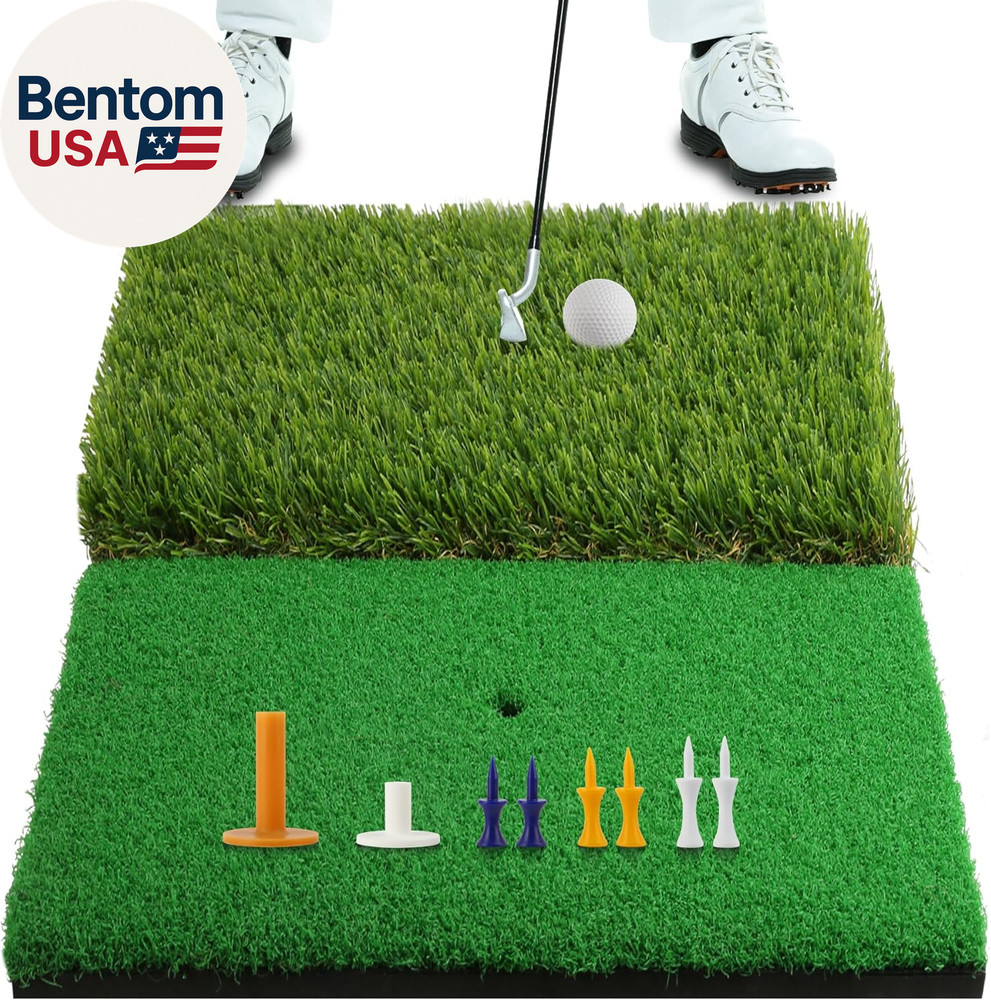 Dual-Turf Golf Hitting Mat – Golf Practice Mat, Foldable & Portable Golf Turf Ma