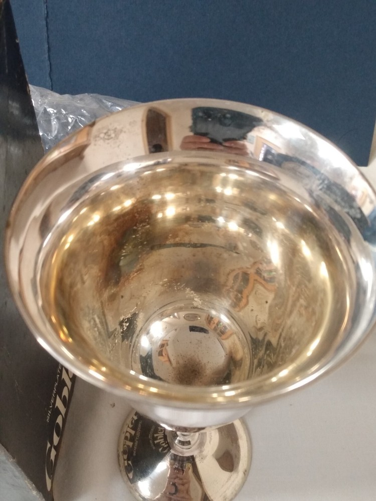 Leonard Water Wine Goblet Silver Plated 8" Tall With Box