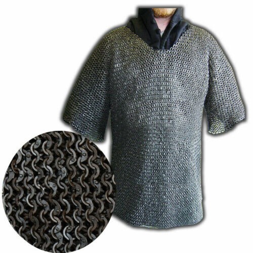 Flat Riveted with Flat Washer Chain Mail Shirt Large size Chainmail Haubergeon