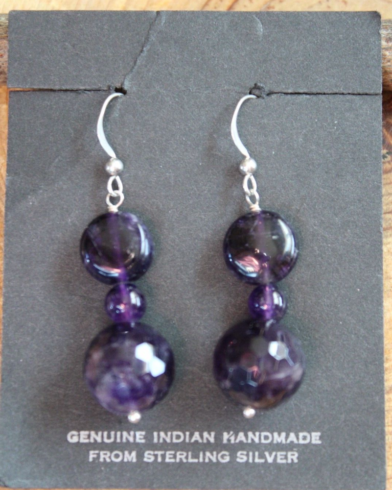 Amethyst & Sterling Silver dangle Earrings~Desert Rose Trading