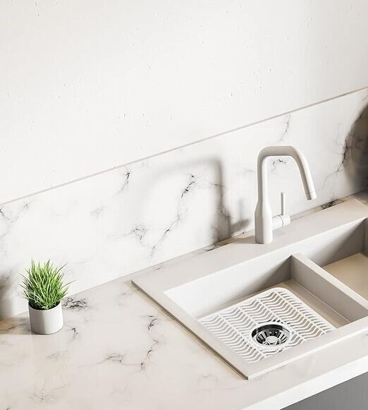 Sink Protector Mat 2 Pack Plastic with Center Drain Cutout Protect Sink 11 x 12"