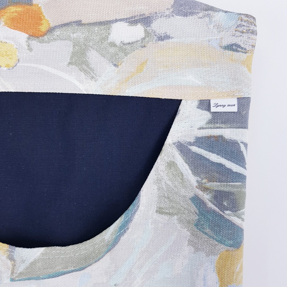 Peg Bag Handmade Beige Light Blue Abstract Lined Laundry Clothes Peg Holder