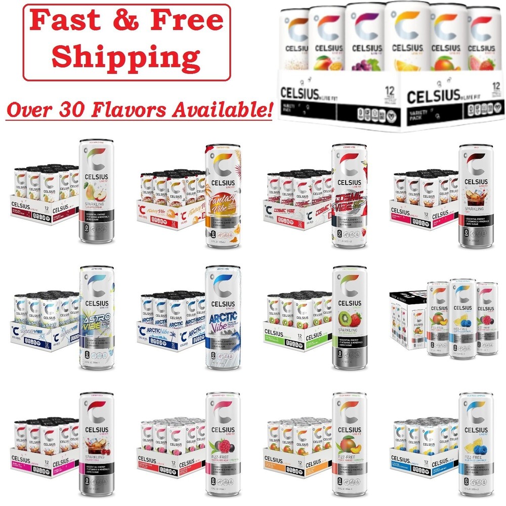 CELSIUS Assorted Flavors, Functional Essential Energy Drinks, 12 Fl Oz (12 Pack)