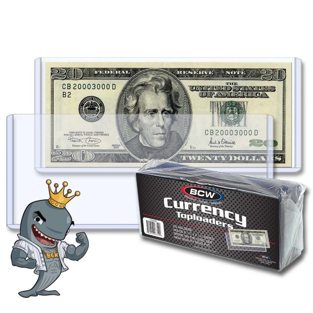 BCW Currency Topload Holder - Regular Bill 25ct FREE SHIP
