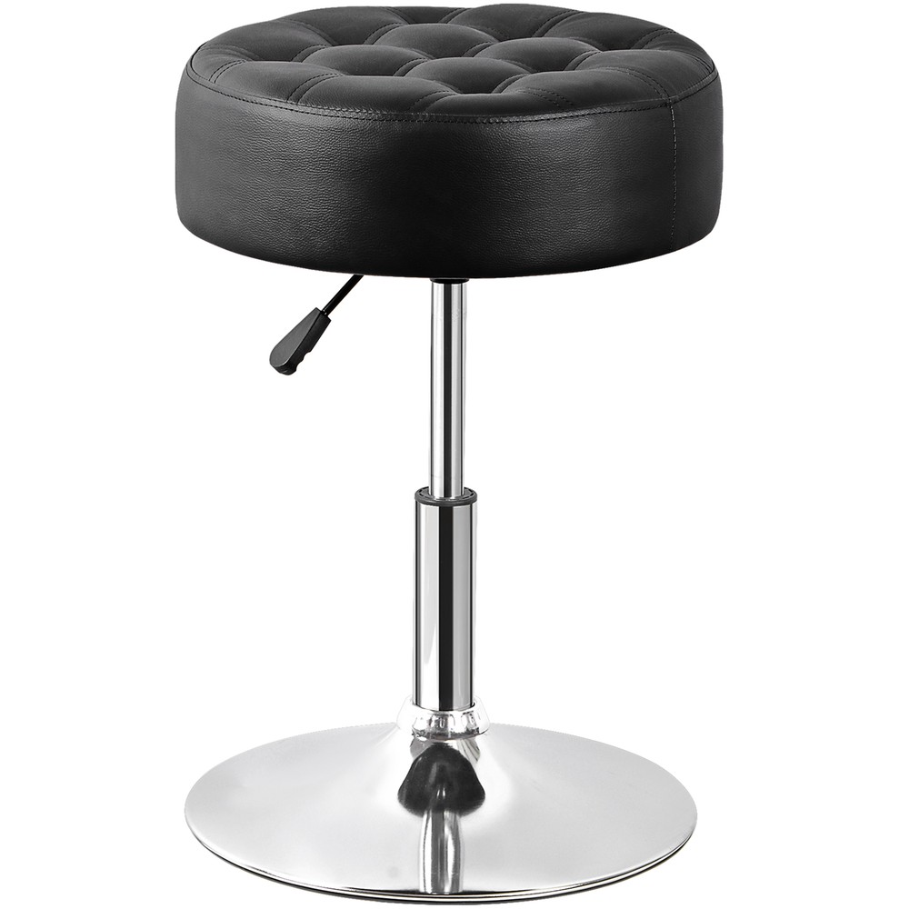 Adjustable Vanity stool Round Ottoman Makeup Chair for Bedroom Modern Black