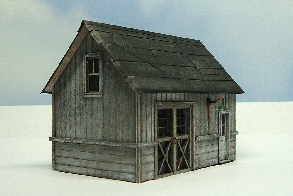 HO scale-built wood model Maintenance Shed