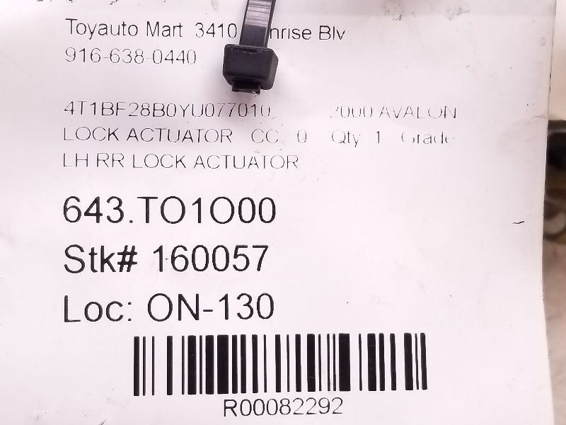2000 TOYOTA AVALON DRIVER SIDE REAR DOOR LOCK ACTUATOR ASSEMBLY