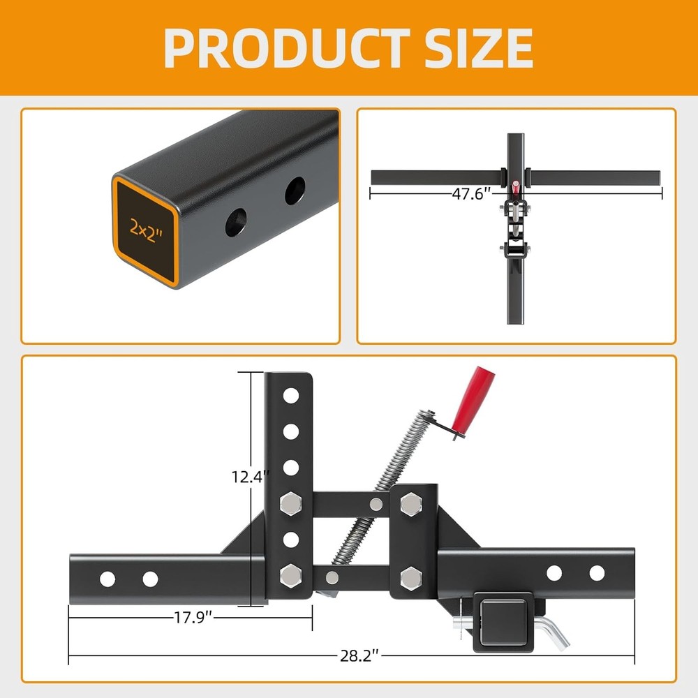 1-Point Manual Implement Lift for ATV UTV with 2" Receiver Hitch Quick Lift Tool