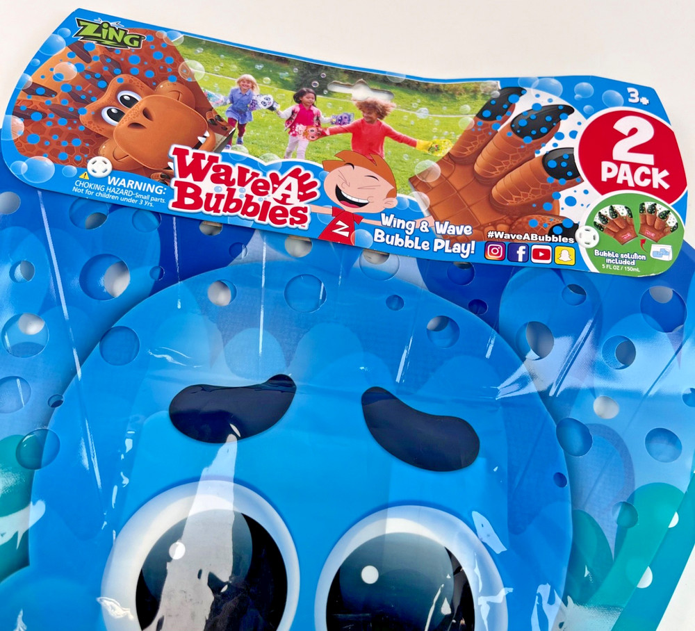 Wave-A-Bubbles 2-Pack Bubble Gloves By Zing • Blue Bird Character • NEW