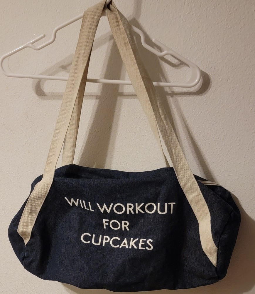 Will Workout For Cupcakes - Denim Blue Duffel Gym Bag